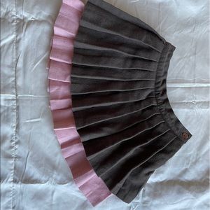 French wool blend pleated skirt. Brown pink